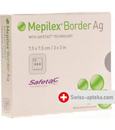Mepilex Ag Border Schaumverband 7.5x7.5см 5 штук