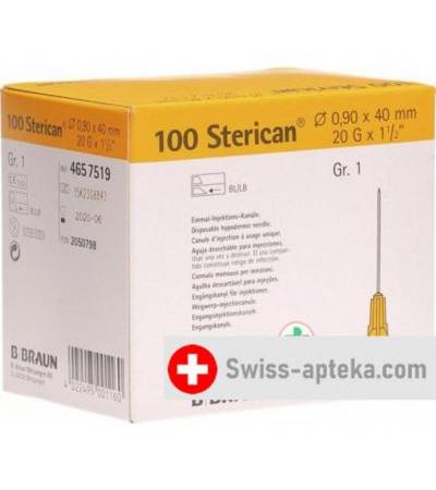 Sterican Nadel 20г 0.90x40мм Gelb Luer 100 штук