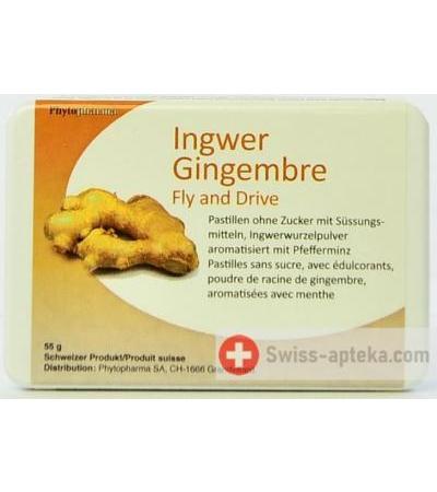 Phytopharma Fly and Drive Pastillen mit Ingwer und Pfefferminz - 40 Pastillen