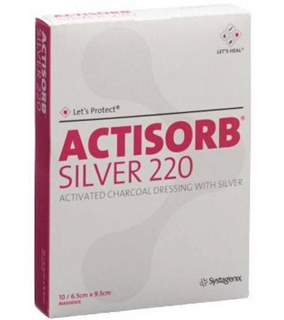 ACTISORB SILVER 220 KOHLEVERBAND 9.5X6.5CM 10 STK